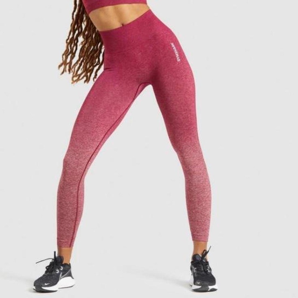 GYMSHARK Adapt Ombre Leggings - Burgundy Red Marl - Small